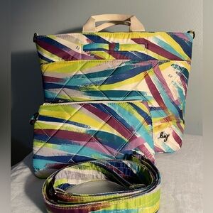 NWOT Lug Tenor crossbody with wristlet in Brushstroke